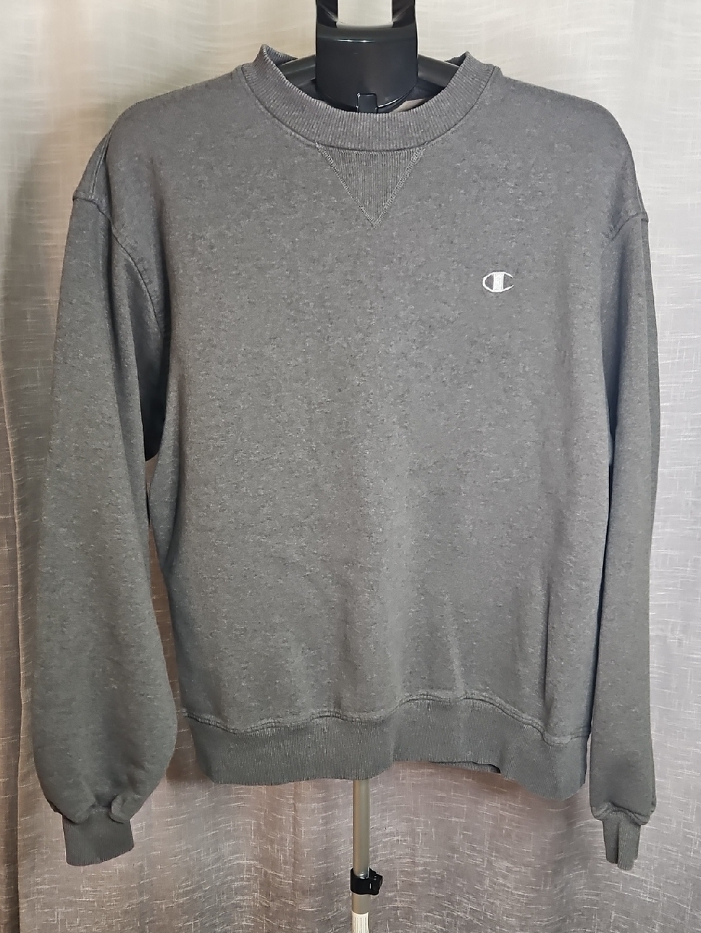 Champion Gray Crewneck Sweatshirt with Embroidered Logo
